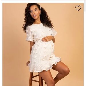 PINKBLUSH Cream Applique Maternity Dress